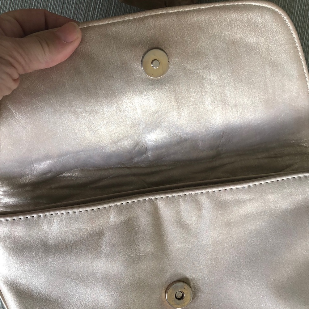 Vintage JENNY TEE Elegant Pewter Metallic Leather Shoulder Bag - Picture 6 of 12